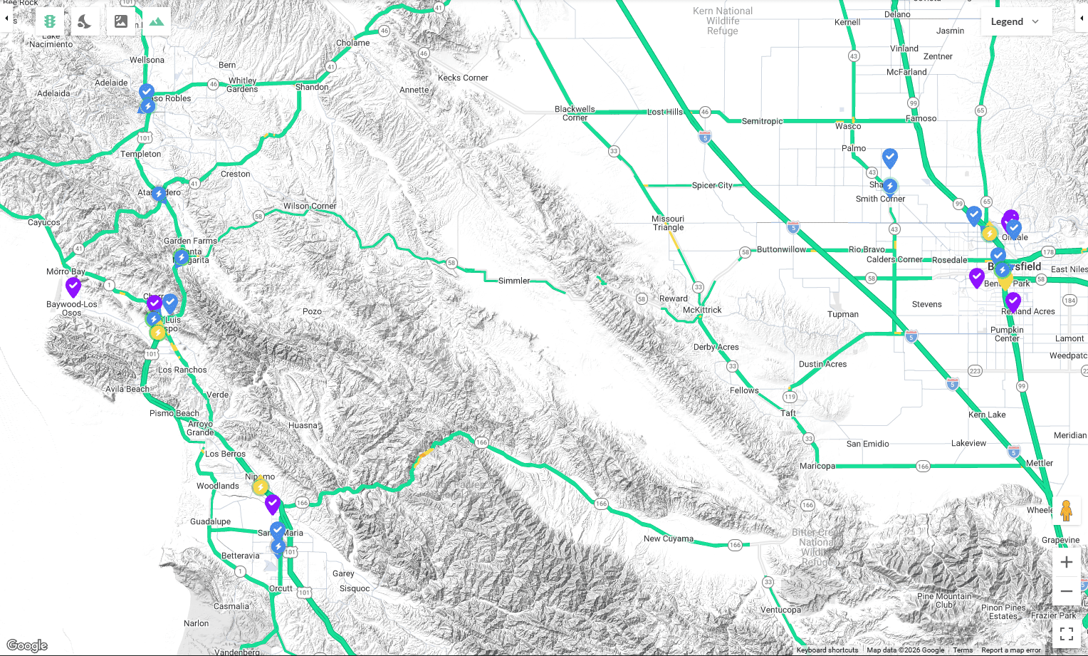 WebJoint map mode showing delivery routes, driver locations, and delivery zone boundaries