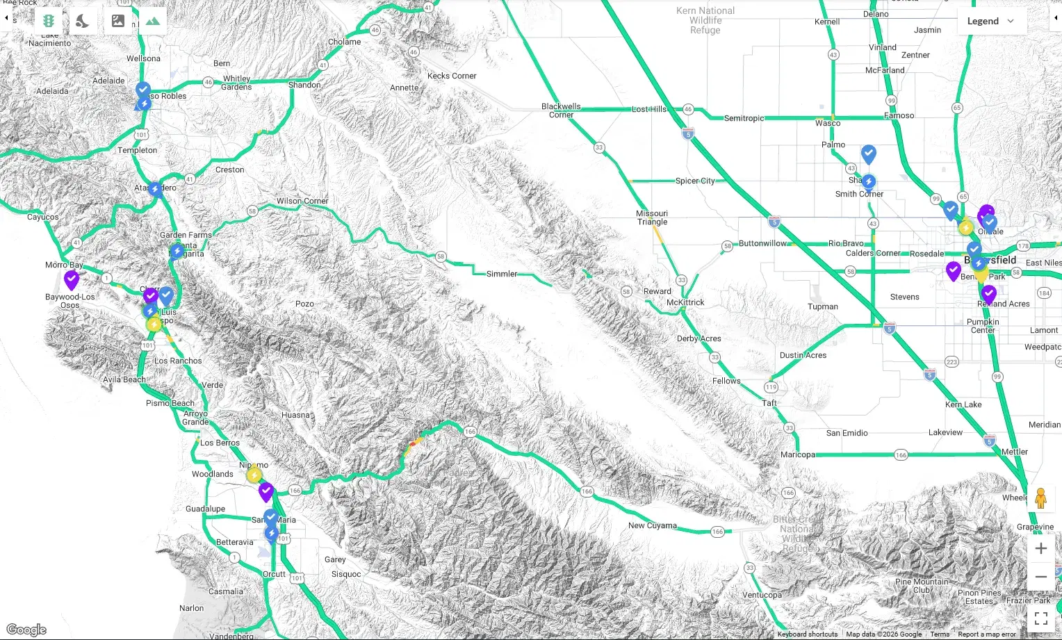 WebJoint map mode showing delivery routes, driver locations, and delivery zone boundaries