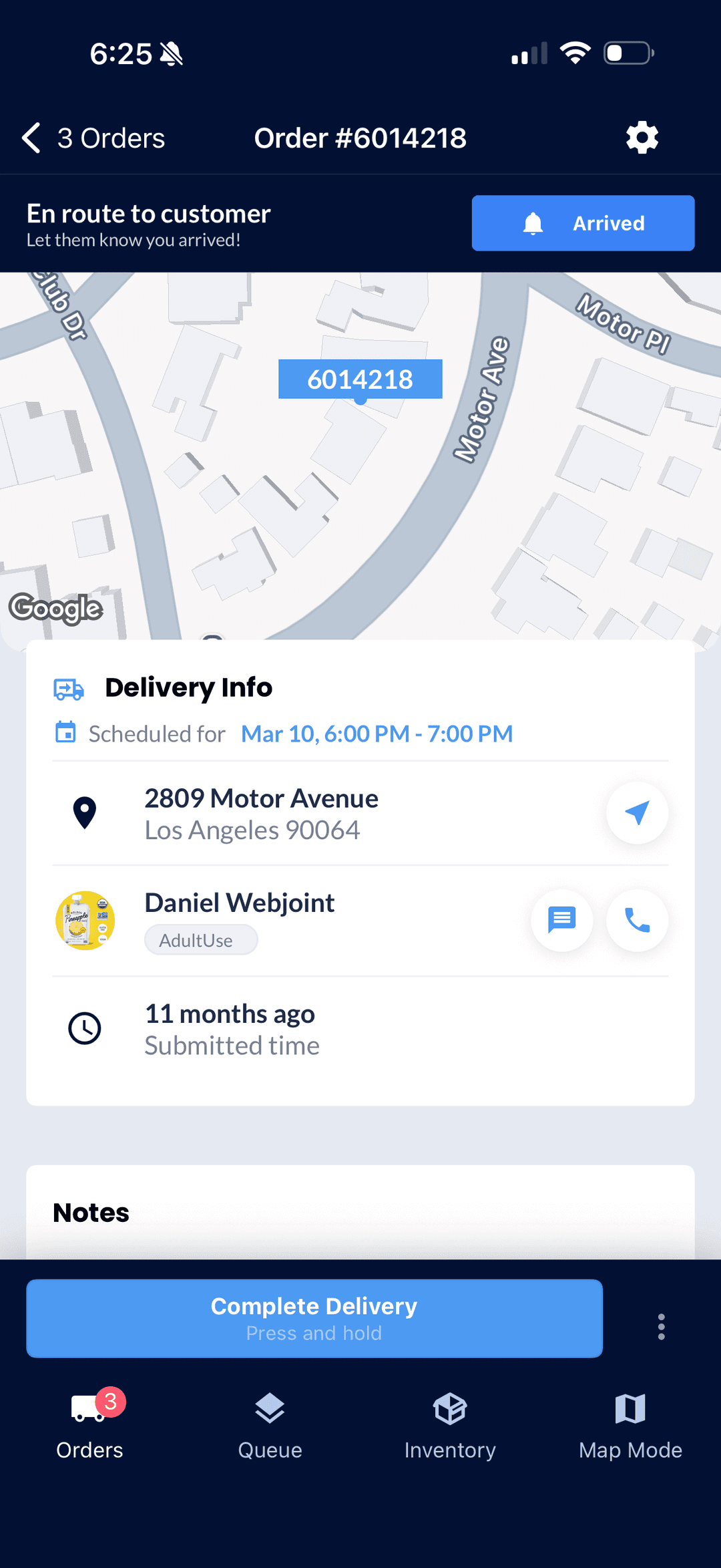 Fleet App showing driver login with delivery details and customer information