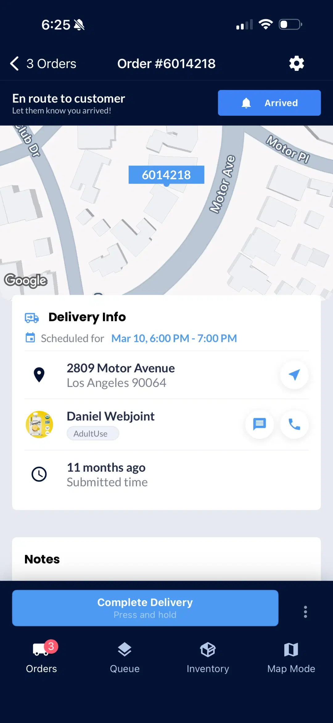 Fleet App showing driver login with delivery details and customer information