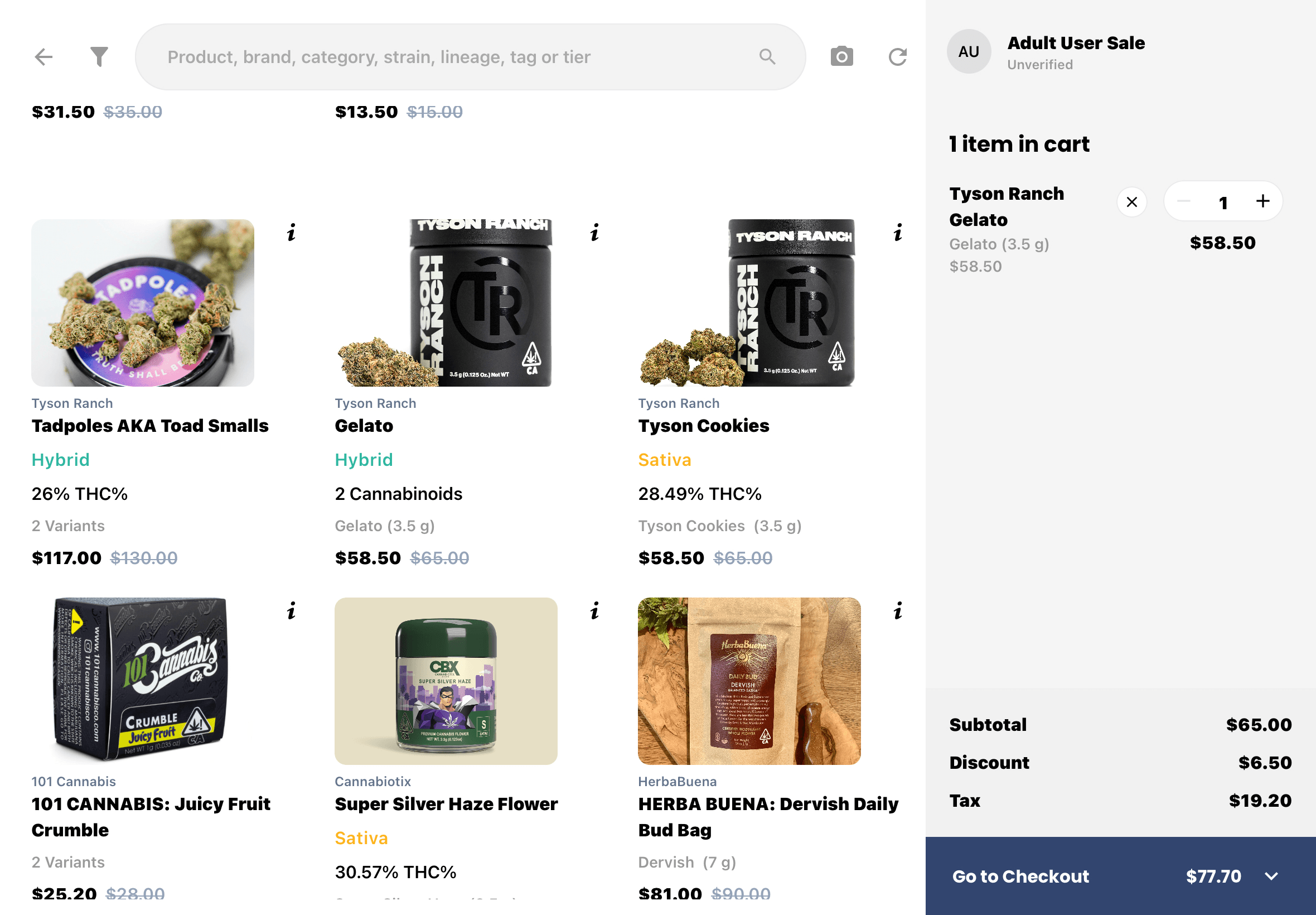 WebJoint POS checkout screen showing product grid with cart sidebar