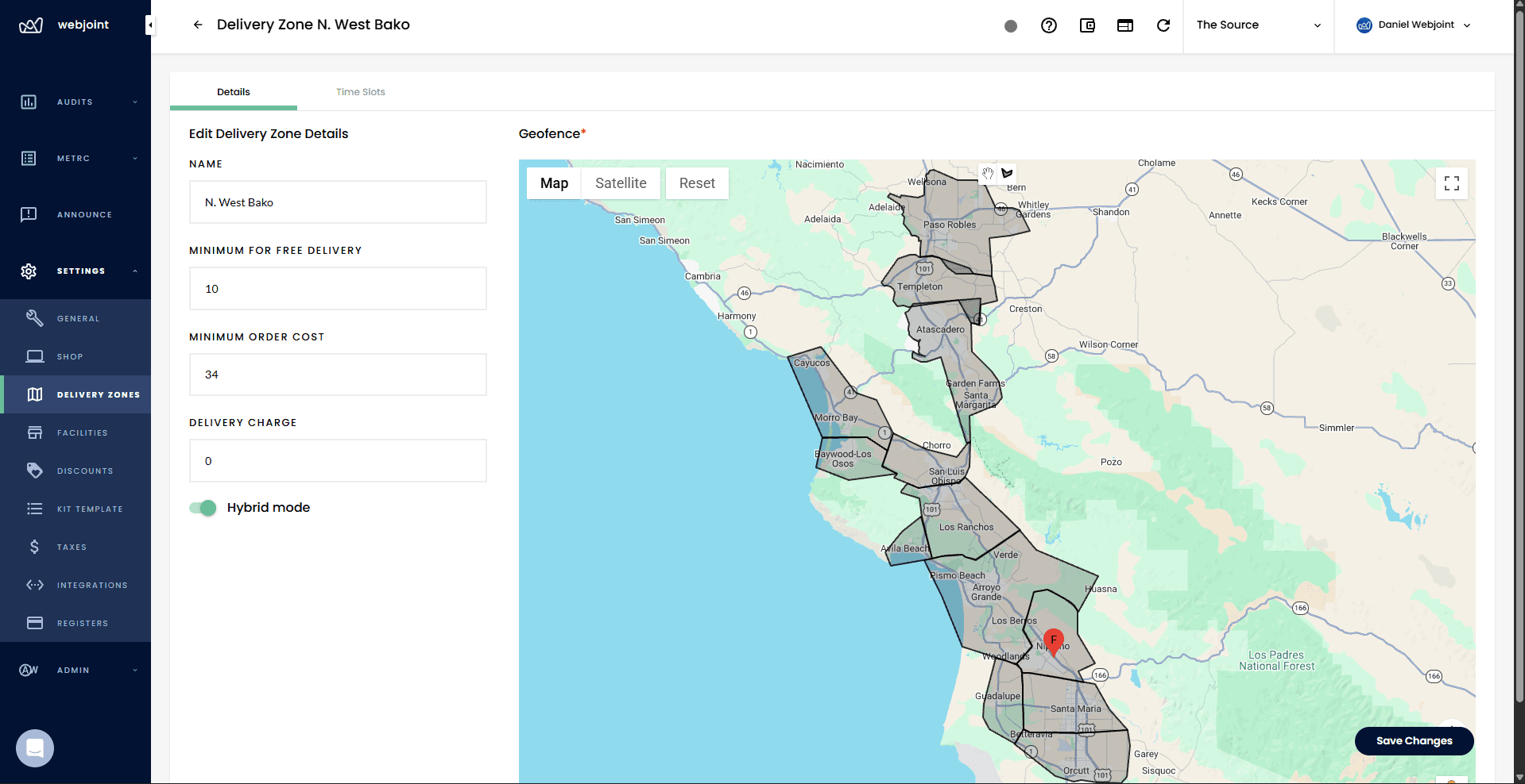 WebJoint software dashboard screenshot